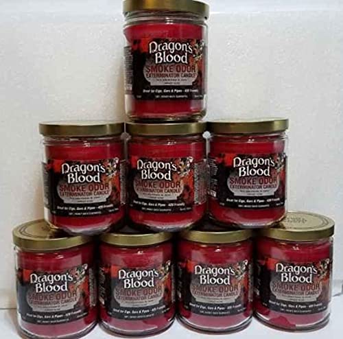 Dragons Blood Scented Candle Set of 8 - 13oz Jar Candles for Smoke Odor Elimination | Home Fragrance, Meditation & Relaxation