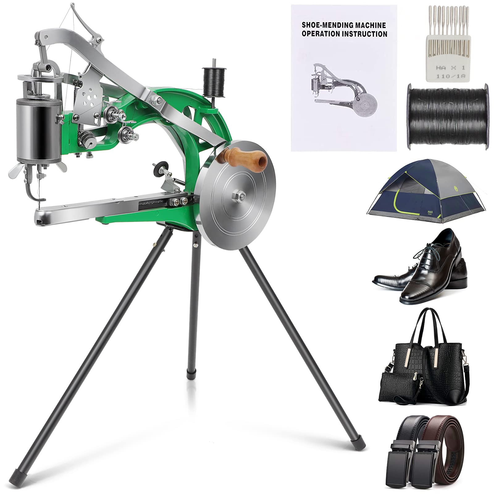 Professional Shoe Repair Machine - Heavy Duty Manual Cobbler Sewing Machine for Leather, Upholstery, Zippers & Tents | Dual Cotton Nylon Thread Stitcher | Perfect for Shoe Shops, Tailoring & Outdoor Gear Repair