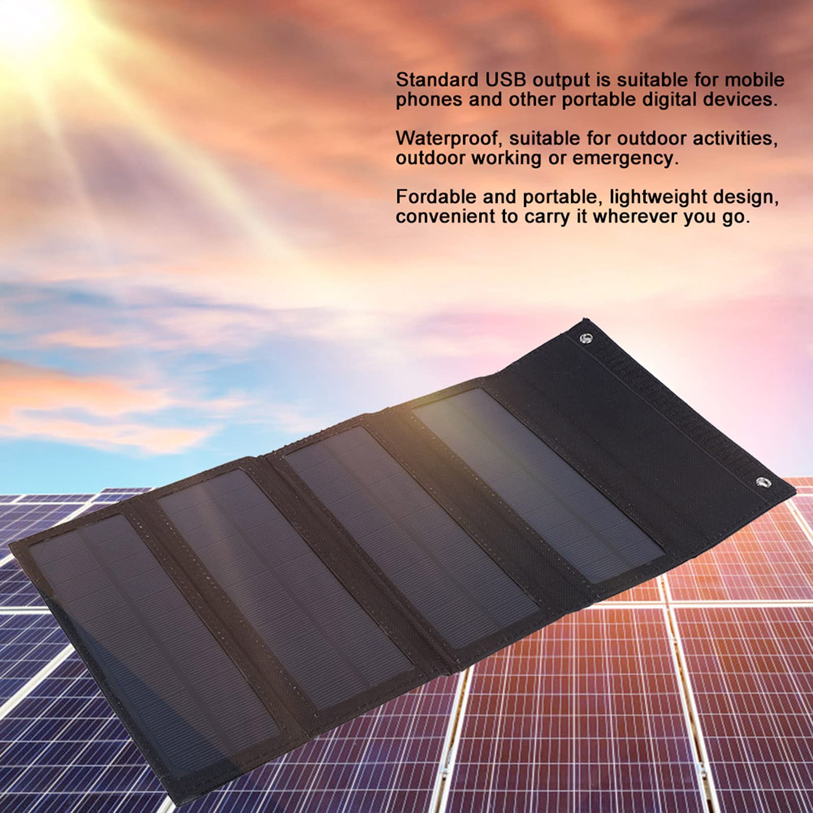 EXCLUZO Foldable Solar Panel Charger - Portable & Durable 100W USB Solar Charger for Outdoor Camping, Hiking, Emergency Power, RV Travel, and Off-Grid Adventures