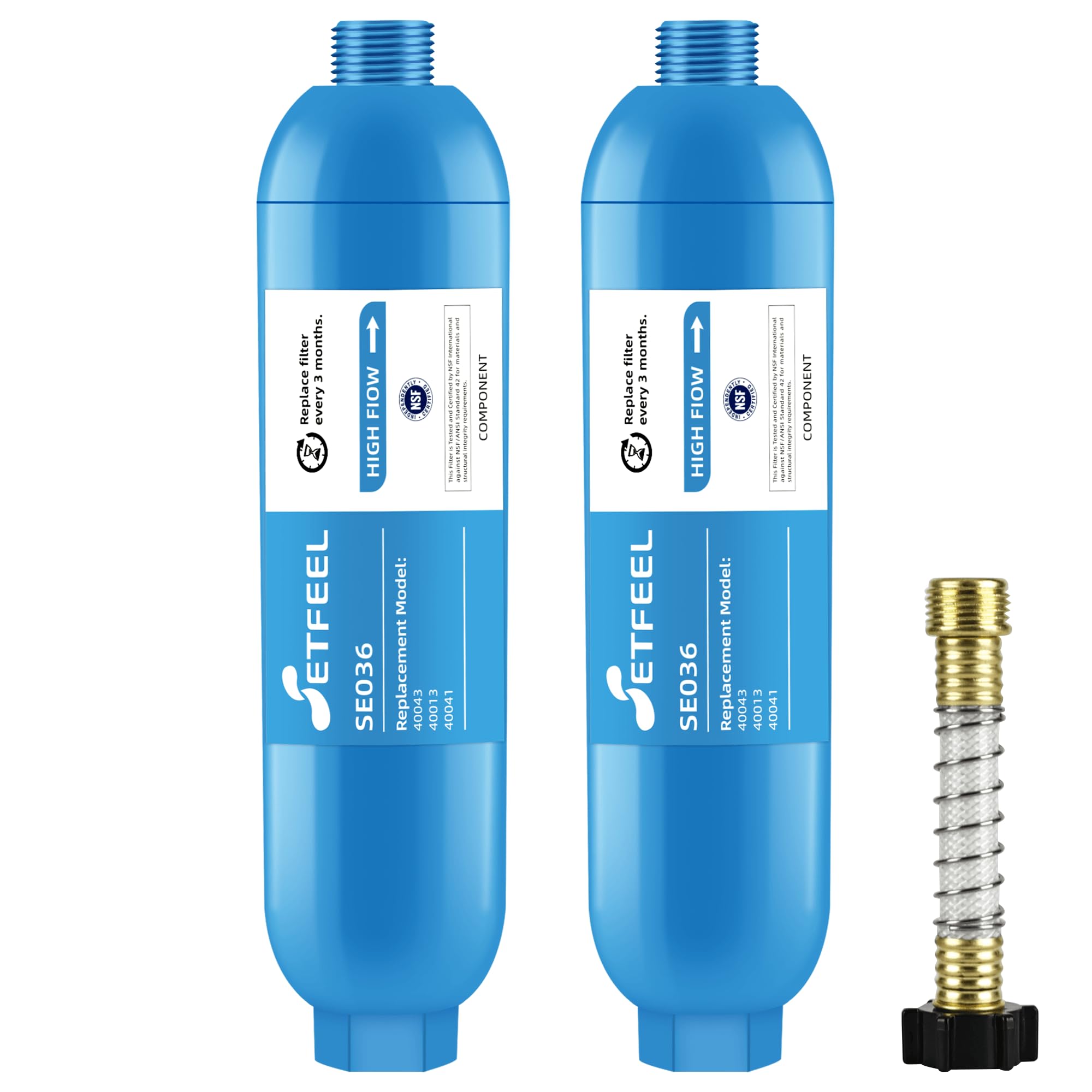 NSF Certified RV Inline Hose Water Filter 2-Pack - Reduces Chlorine, Bad Taste & Odor in Drinking Water - Flexible Hose Protectors for RV, Camping & Garden Use - Essential for Clean Water While Traveling or Outdoor Adventures