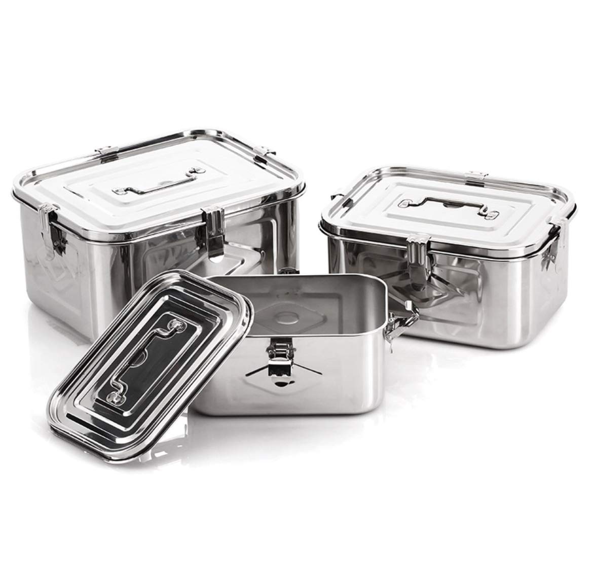 Premium Stainless Steel Kimchi Containers (3-Piece Set) – Airtight Rectangular Food Storage for Fermentation, Pickling & Meal Prep – Perfect for Korean Cuisine, Homemade Sauces & Bulk Food Organization