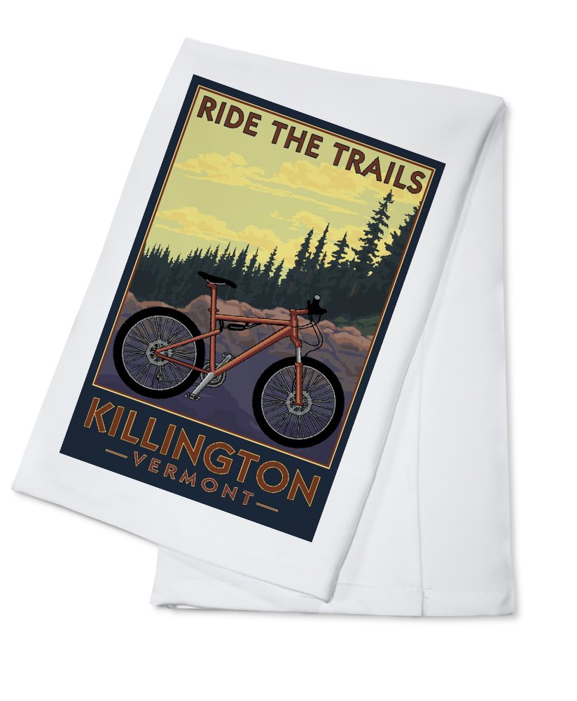 Killington Vermont Mountain Bike Scene - 100% Cotton Tea Towel, Decorative Hand Towel for Kitchen & Home Decor | Perfect for Cyclists, Nature Lovers & Vermont Enthusiasts