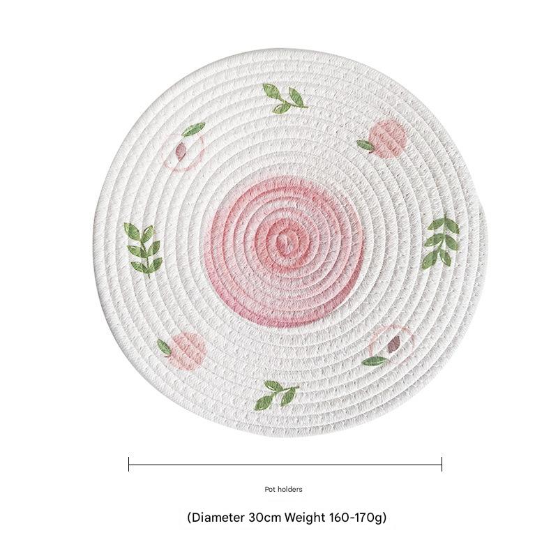 Peach Cotton Rope Woven Placemats Set of 3 - 30cm Round Heat Resistant Table Mats for Dining Table, Kitchen Decor & Home Styling - Perfect for Everyday Meals, Dinner Parties and Cozy Home Decor