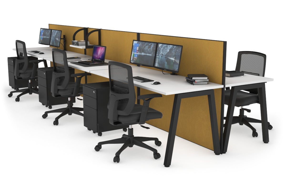 Horizon Quadro 6-Person Office Bench with A-Legs - 1600L x 700W Workstation for Collaborative Workspaces, Conference Rooms & Open Office Layouts