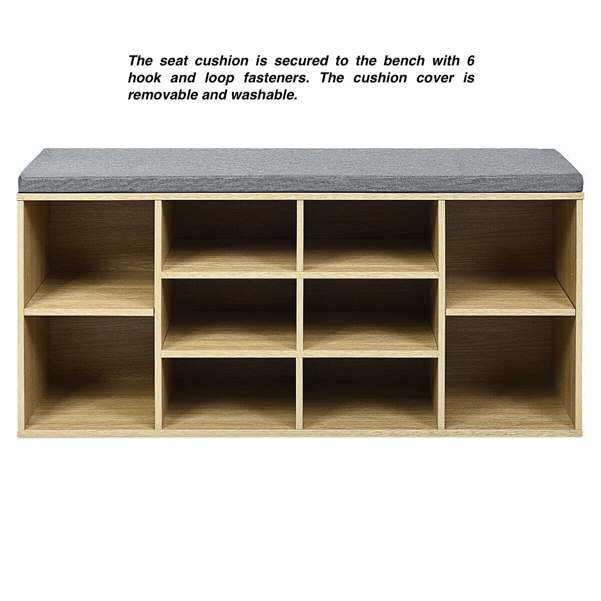 10-Cube Shoe Storage Bench with Soft Padded Seat - Multipurpose Entryway Organizer for Shoes, Heels, Boots & Sandals | Perfect for Hallway, Closet & Bedroom Storage