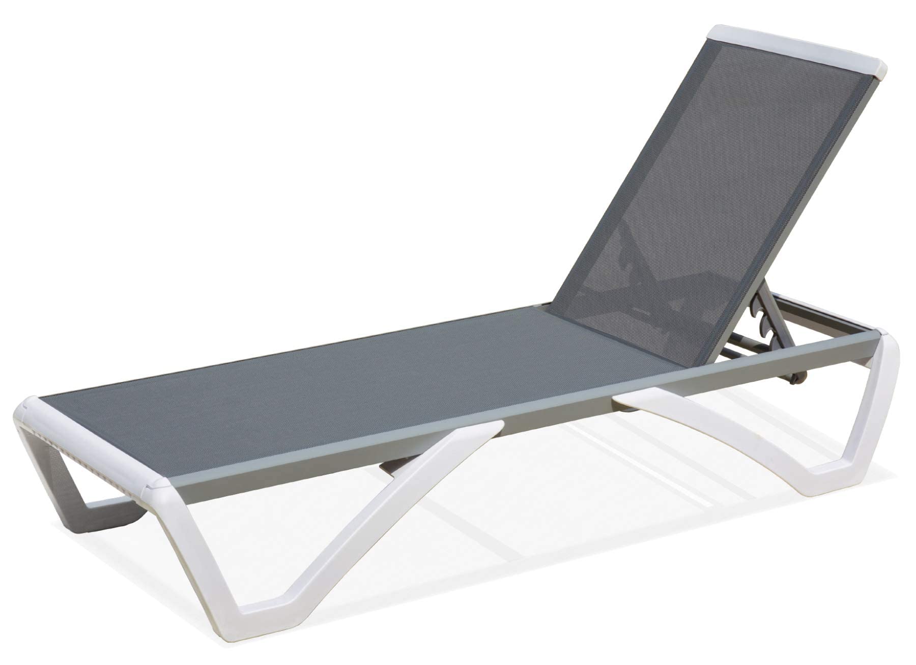 Domi Adjustable Aluminum Pool Lounge Chair - All-Weather Textilene Outdoor Chaise Lounge for Deck, Lawn & Backyard - Perfect for Poolside Relaxation, Sunbathing & Patio Lounging