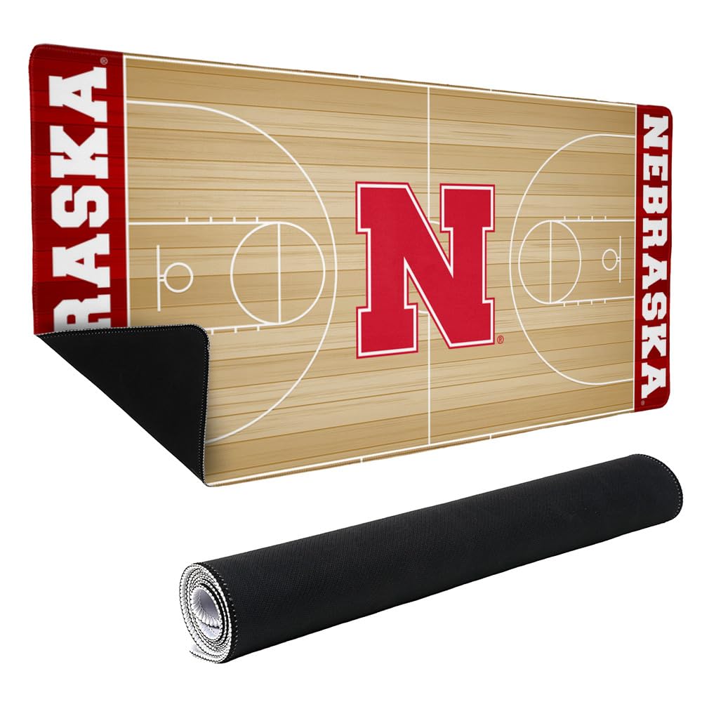 University of Nebraska Cornhuskers Basketball Large Gaming Mouse Pad - Non-Slip Base with Stitched Edges - 31.5