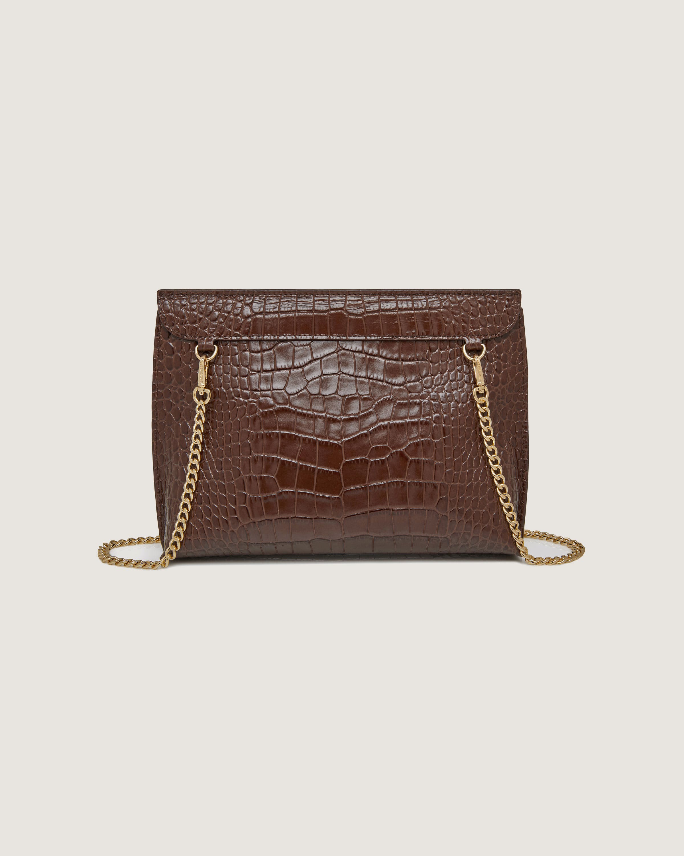 Stylish Croc Embossed Leather Handbag in Chocolate Brown - Perfect for Work, Travel & Everyday Use