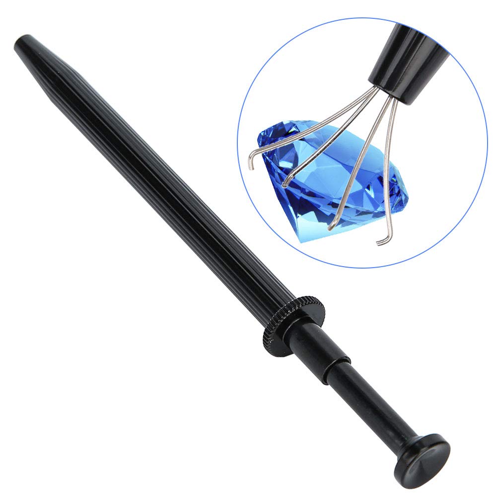 Professional 4-Prong Jewelry Tweezers - Gemstone Pickup Tool, Piercing Ball Holder & Removal Tool for Jewelry Making - 1 Pack (Great for Beading, Stone Setting & Body Piercing Accessories)