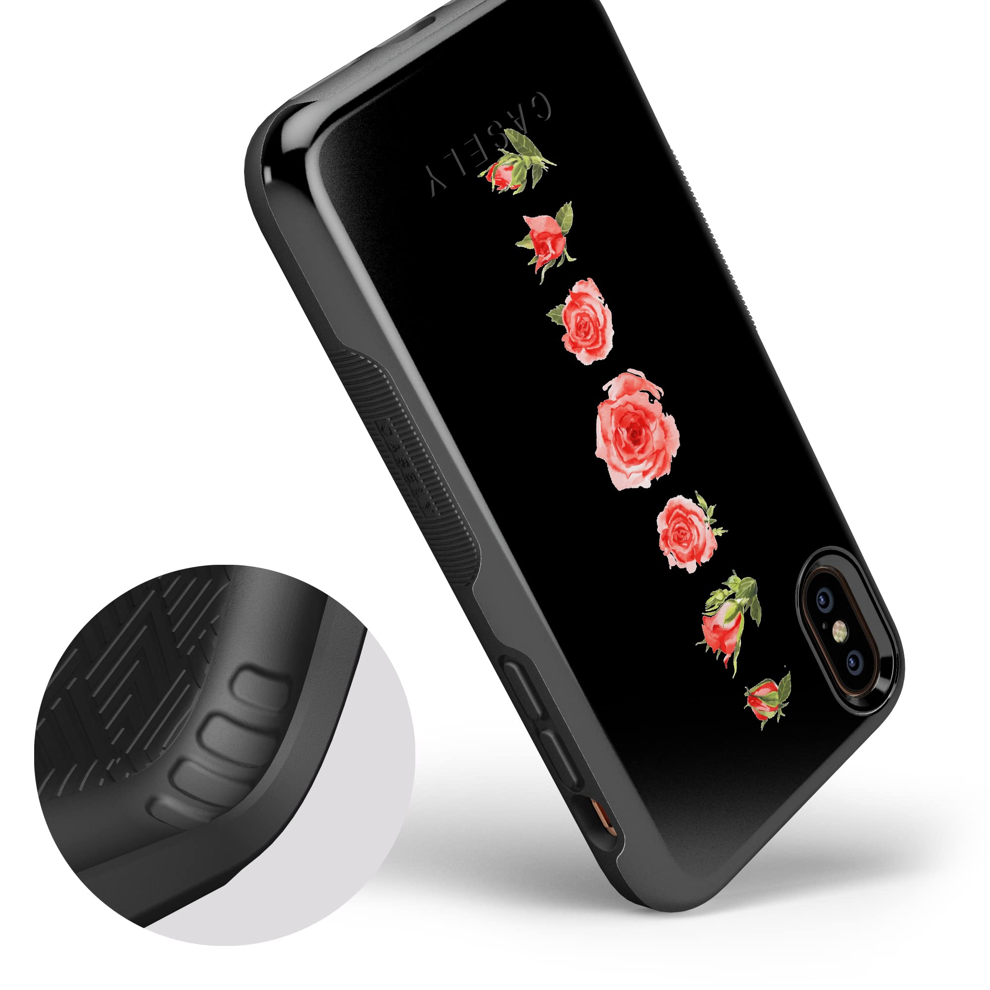 Casely iPhone X/XS Floral Phone Case - Blooming Red Rose Design | Slim Protective Cover for Women & Girls | Perfect for Spring, Weddings & Everyday Use
