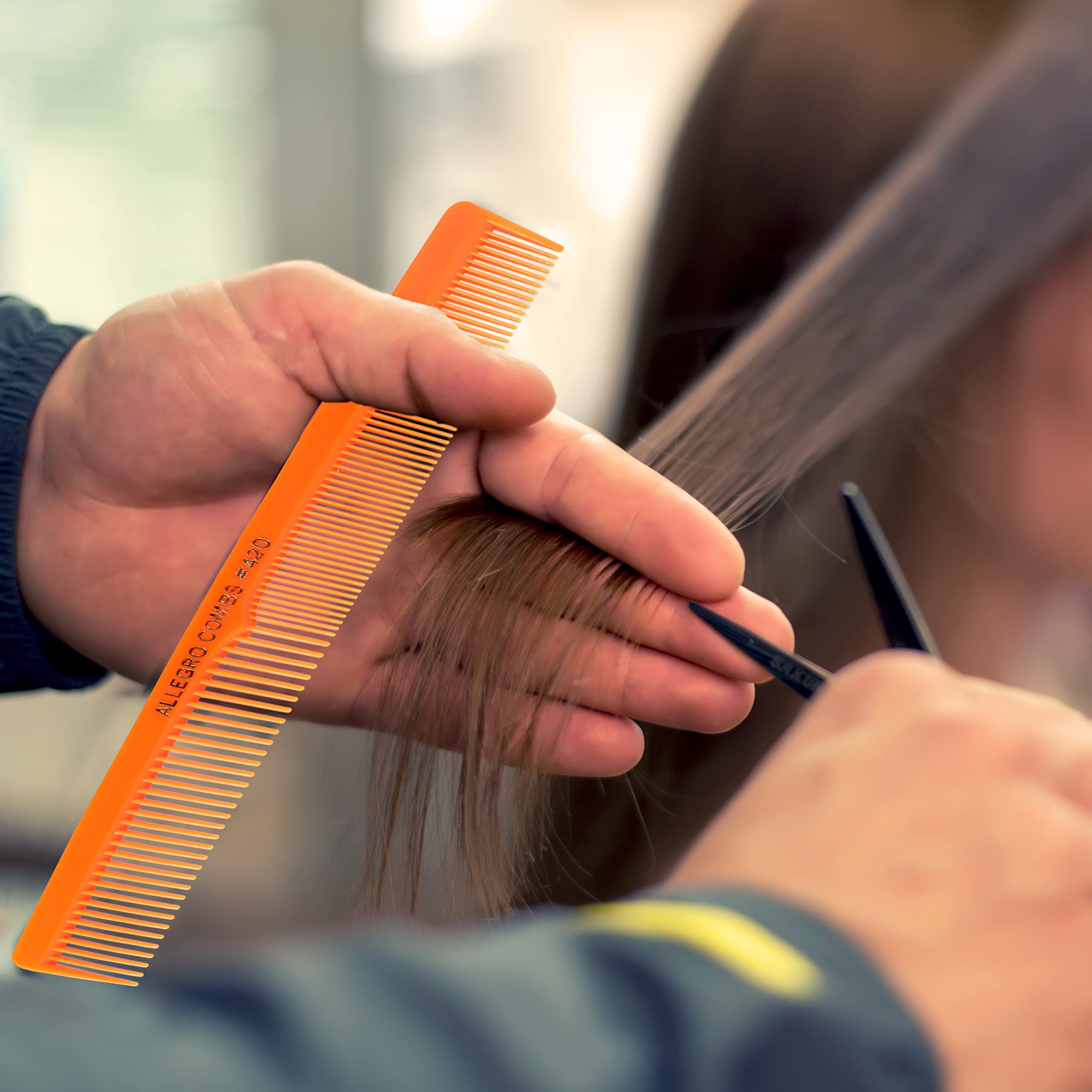 Professional 3-Piece Hair Cutting Comb Set for Men & Women - Barber Styling, Beard & Mustache Grooming, Braiding & Parting - Includes Toddler & Kids Combs - Neon Orange - Made in USA | Perfect for Salons, Home Haircuts & Travel Grooming