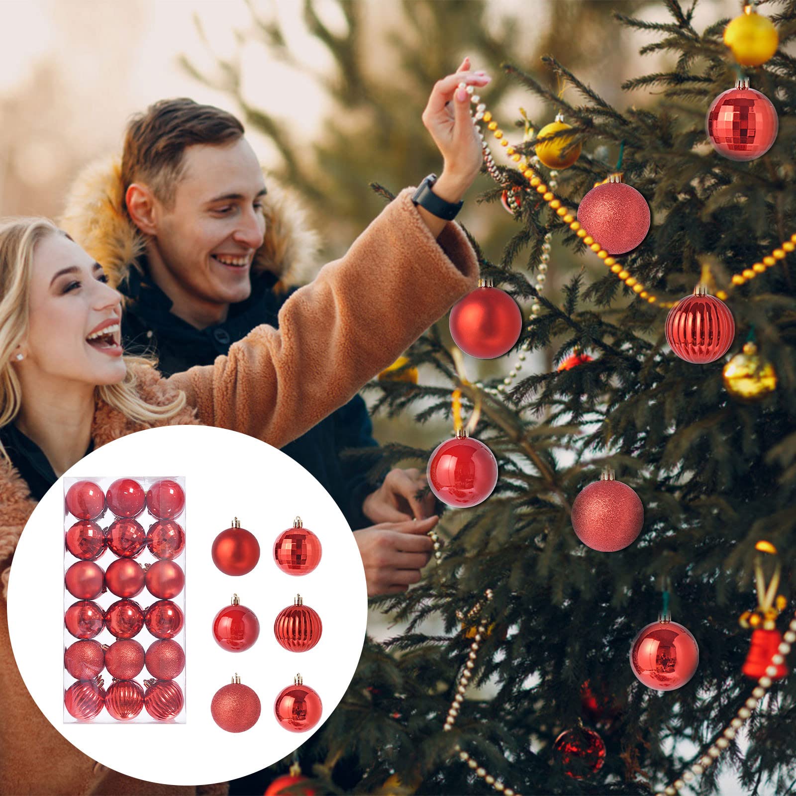36PCS Shatterproof Christmas Tree Ornaments Set - 6CM Hanging Ball Baubles for Xmas Tree Decor, Home & Party Decoration (Red/Green/Gold) - Perfect for Holiday Decorating, Gift Wrapping & Festive Celebrations