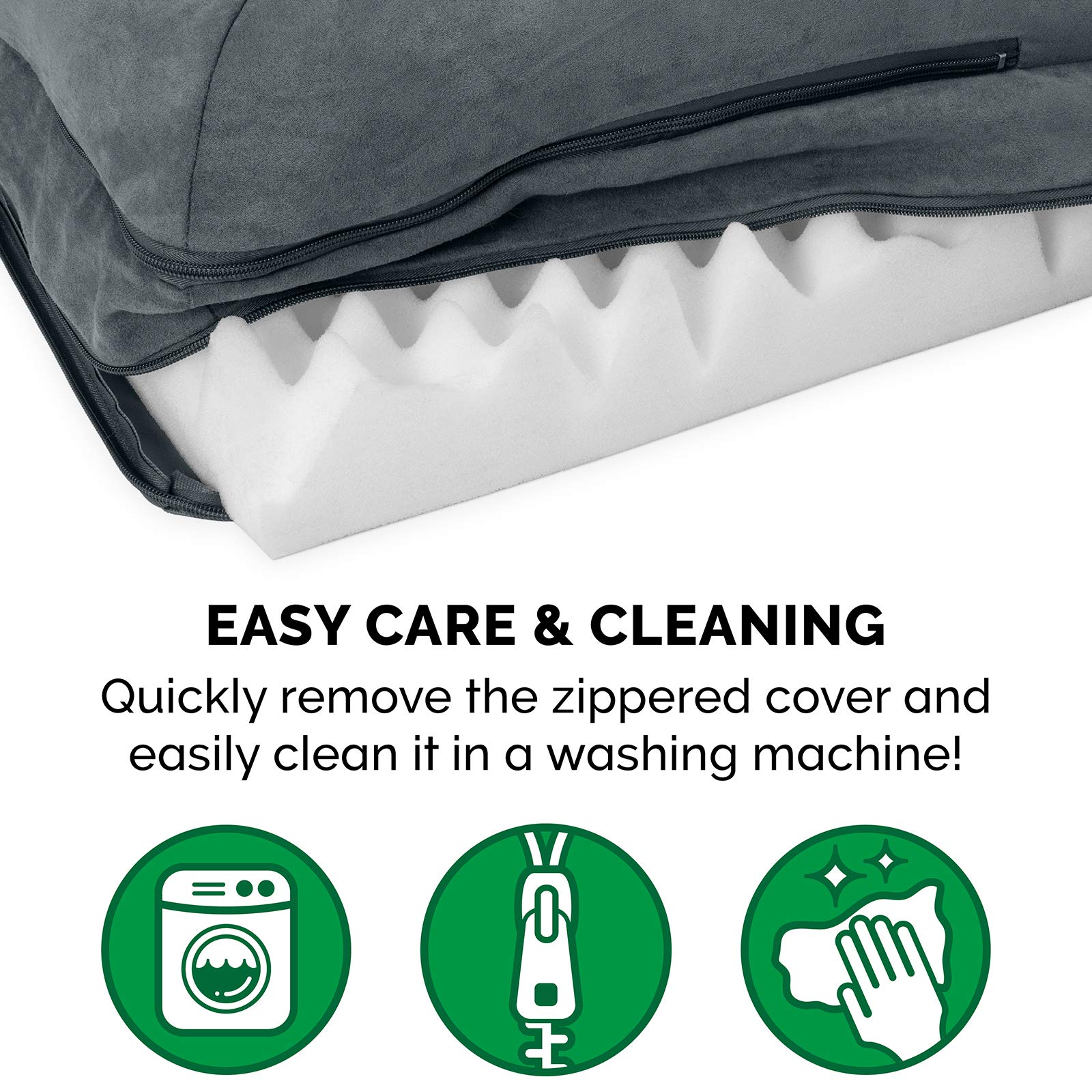 Furhaven Orthopedic Dog Bed for Large Dogs - Washable Cover, Up to 95 lbs - Plush Faux Fur & Suede - Perfect for Living Room or Bedroom