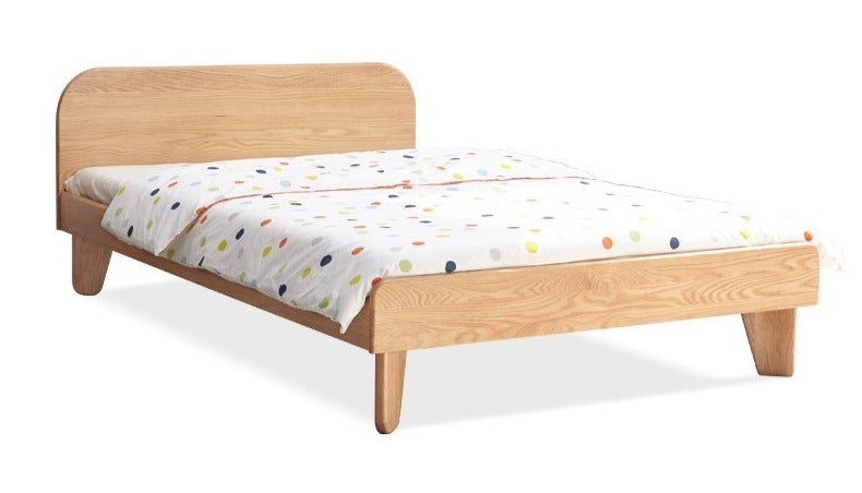 Solid Oak Wood Kids Bed - Sturdy & Safe Toddler Bed Frame for Boys & Girls - Perfect for Nursery, Bedroom, or Playroom