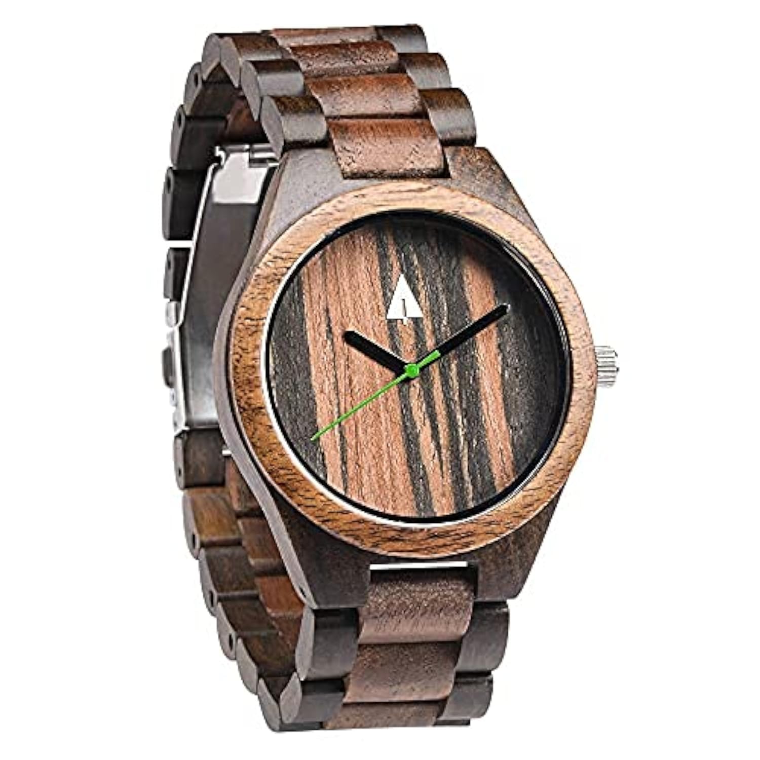 Treehut Men's Wooden Watch - Walnut & Ebony Wood Strap, Quartz Analog with Miyota Movement, Stainless Steel Back - Perfect for Casual Wear, Outdoor Activities & Unique Gifts
