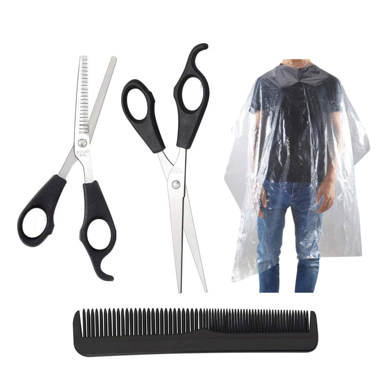**GENERISE Professional Hair Cutting Scissors Set - 2 Hair Shears, Grooming Comb & 10 Disposable Hairdressing Gowns for Salon & Home Use - Perfect for Stylists, Barbers & DIY Haircuts**