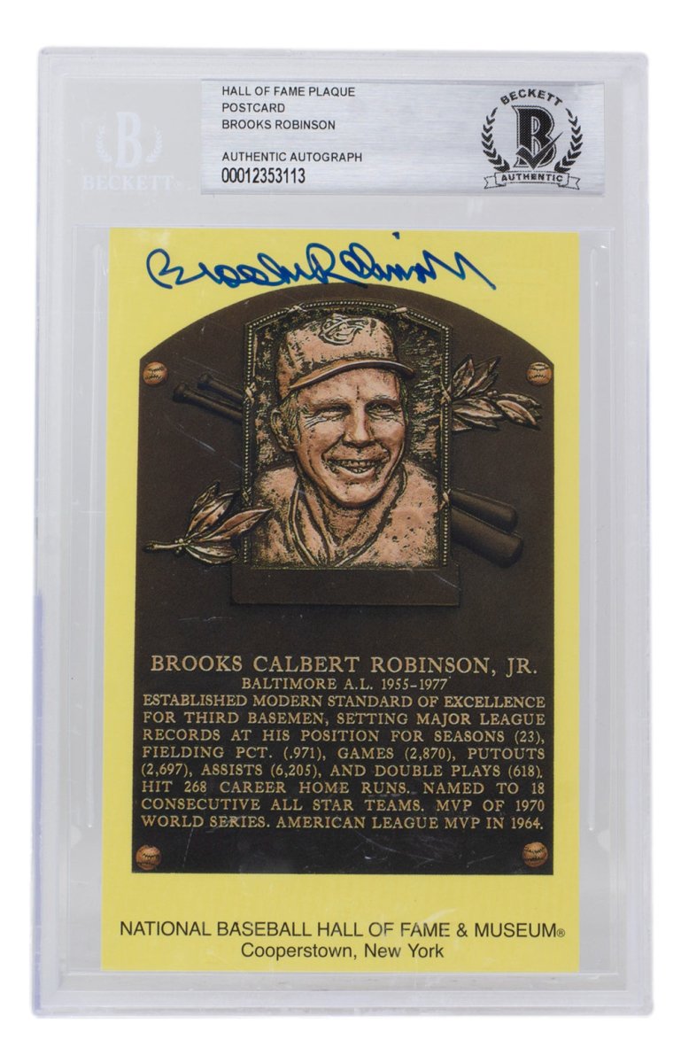 Brooks Robinson Autographed Baltimore Orioles Hall of Fame Plaque Postcard - BAS 113 Certified Memorabilia for Baseball Collectors & Sports Fans - Perfect for Display in Home, Office or Man Cave