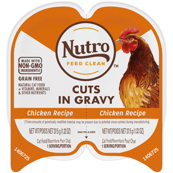 Nutro Perfect Portions Chicken Cuts in Gravy Wet Cat Food - Grain Free, Natural Ingredients for Adult Cats - Perfect for Mealtime & Weight Management