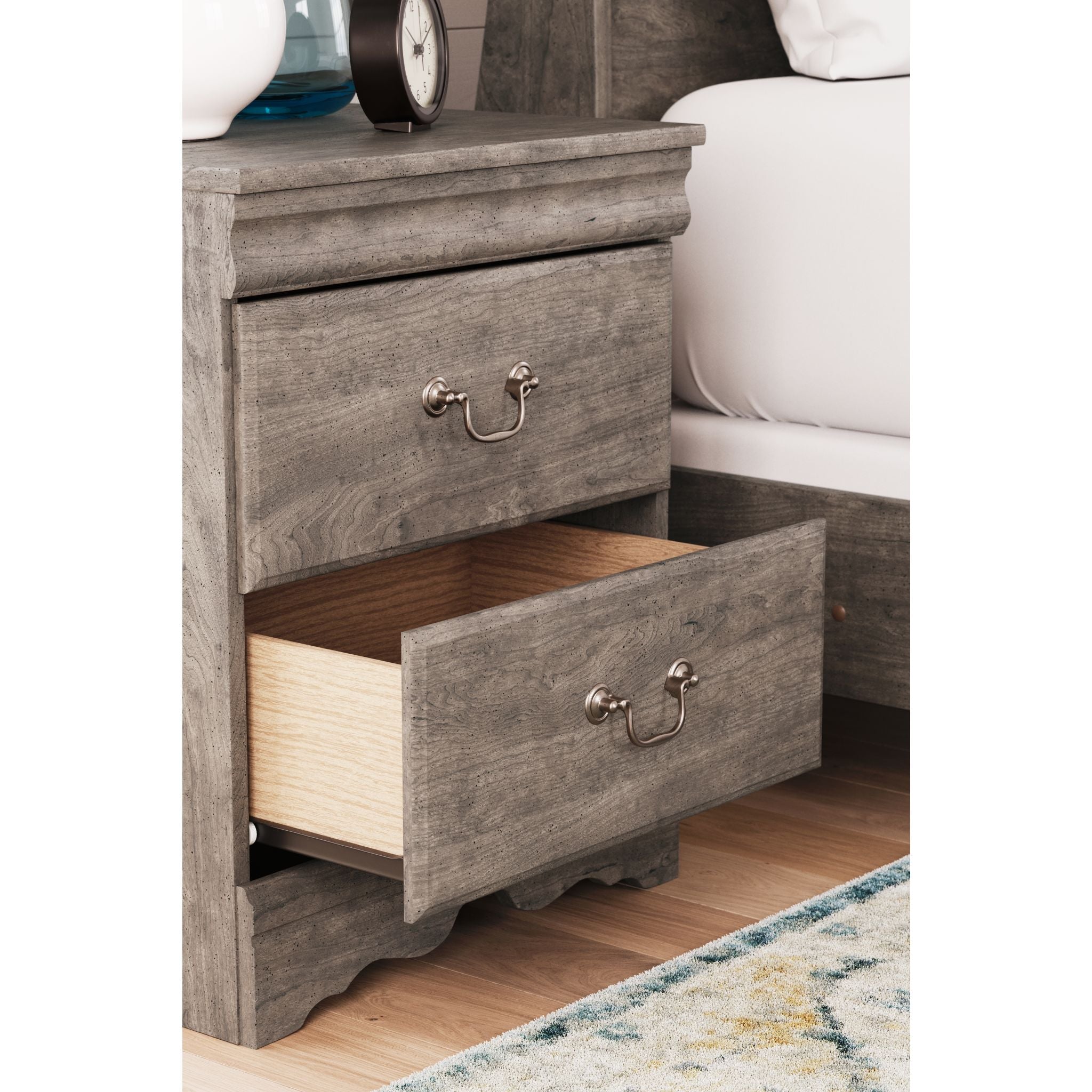 Bayzor Nightstand with Drawer - Modern Gray Bedside Table for Bedroom, Living Room, or Office - Compact Storage Furniture with Sleek Design