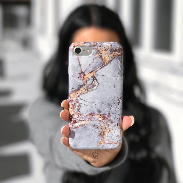 Elegant Gray & Gold Marble iPhone Case - Premium Protective Cover for iPhone [Model Numbers] - Perfect for Everyday Use, Office & Travel