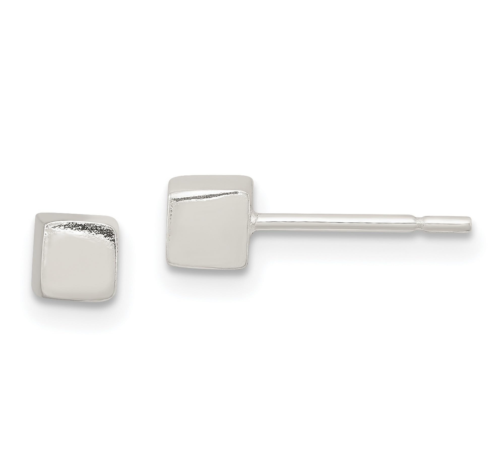 Sterling Silver Polished 4mm Square Stud Earrings for Women - 4x4mm Hypoallergenic Jewelry - Perfect for Everyday Wear, Office & Special Occasions