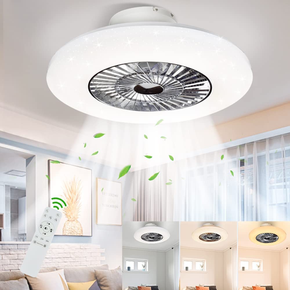 DLLT 18/22 Inch Flush Mount Ceiling Fan Remote Control Replacement - Infrared Starry Sky Fan Remote for Bedroom, Living Room & Office