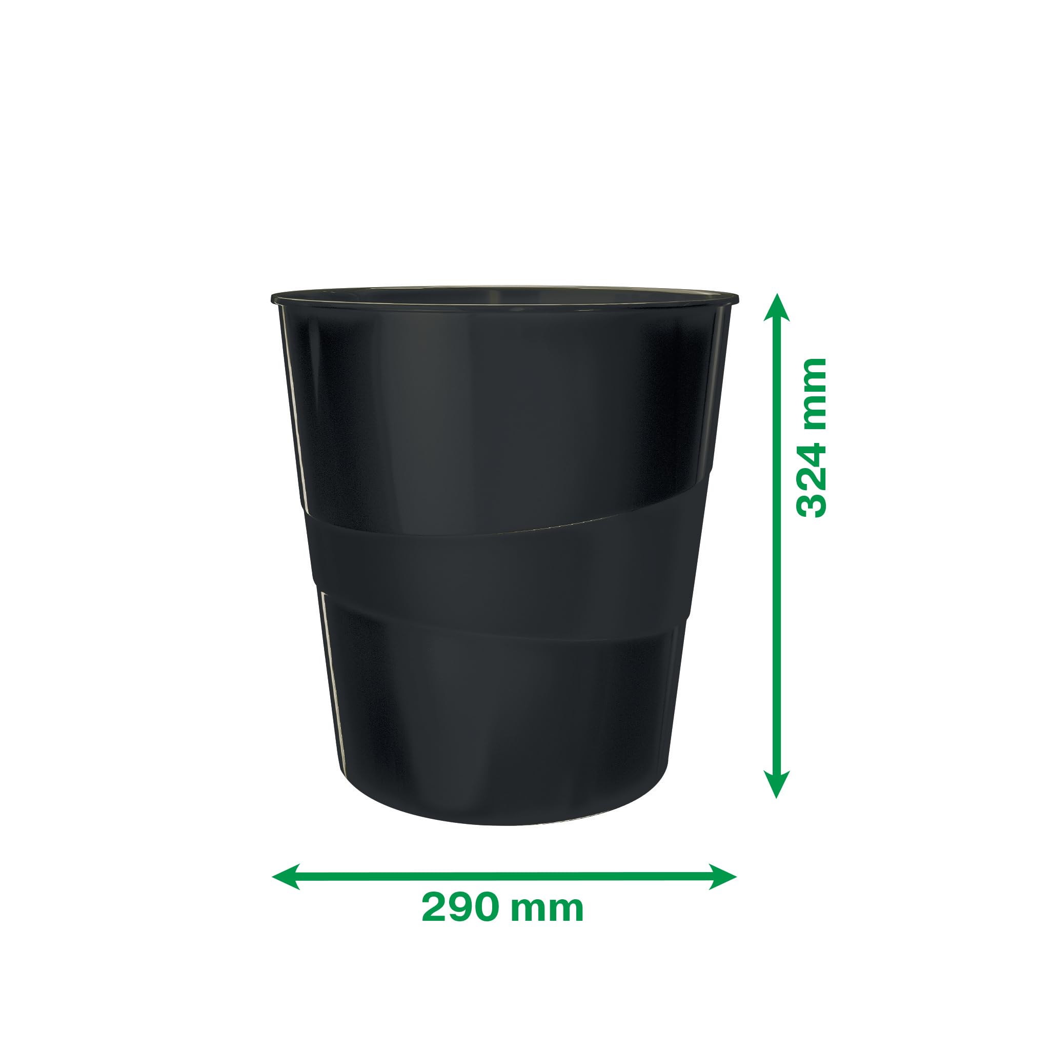 Leitz Cestino Gettacarte 15L Recyclable Waste Bin - 100% Recycled, Zero Impact, Blue Angel Certified, Recycle Series, Black (53280095) - Ideal for Office, Home & Eco-Friendly Workspaces