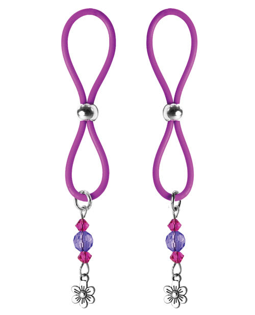 Purple Nipple Jewelry - Nipple Halos Flower Charm for Women | Sensual Body Jewelry for Intimate Wear, Boudoir, and Special Occasions