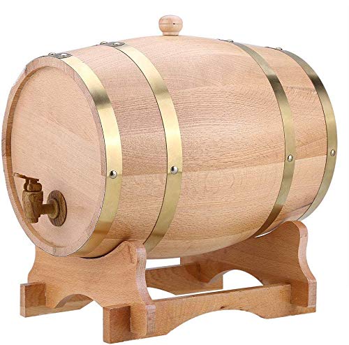 Premium 3L Oak Aging Barrel for Whiskey, Wine & Spirits - Leak-Proof with Built-in Tap & Aluminum Foil Liner - Perfect for Home Brewing, Bar Decor & DIY Alcohol Maturation (Wood Color)