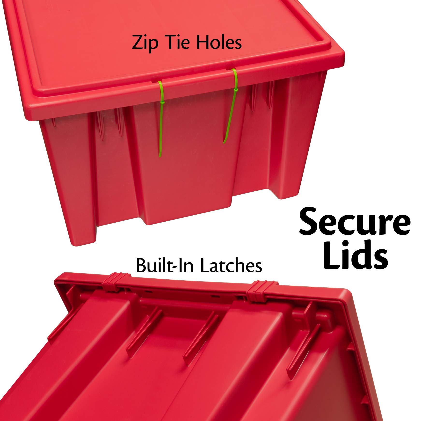 Akro-Mils 35301 Red Plastic Nest and Stack Storage Tote Lid (3-Pack) - Durable Organizer for Garage, Workshop & Home Storage Solutions