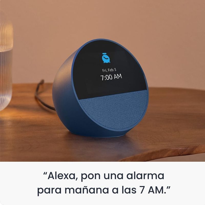 Amazon Alexa Echo Spot (2024) - Smart Display with Alexa - White - Perfect for Home Automation, Kitchen Timers & Video Calls