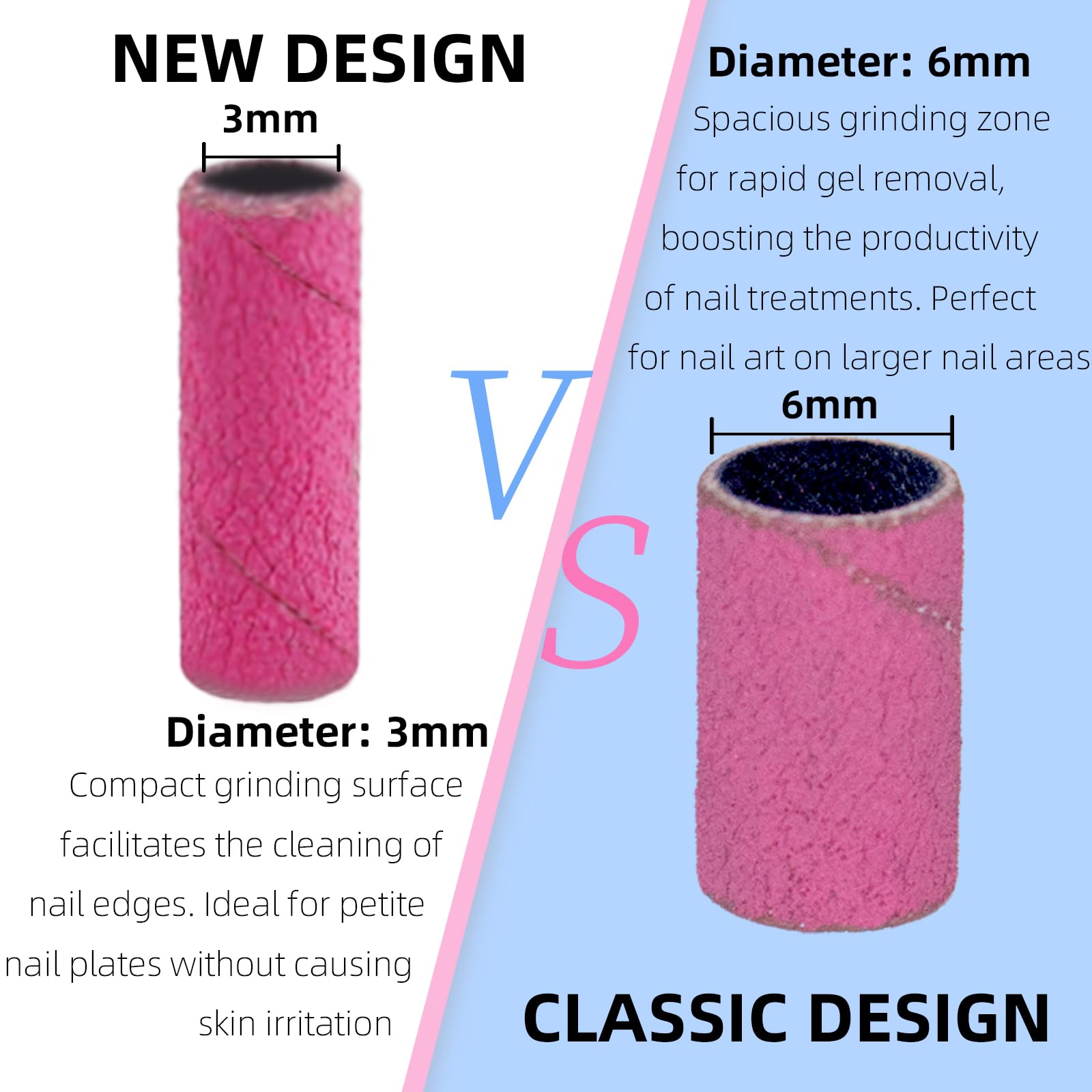100 Pcs 240 Grit Pink Nail Sanding Bands for Drill - Professional Fine Grit Mini Sanding Bits with 3.1mm Mandrel - Perfect for Acrylic Nails, Manicures & Pedicures at Home or Salon
