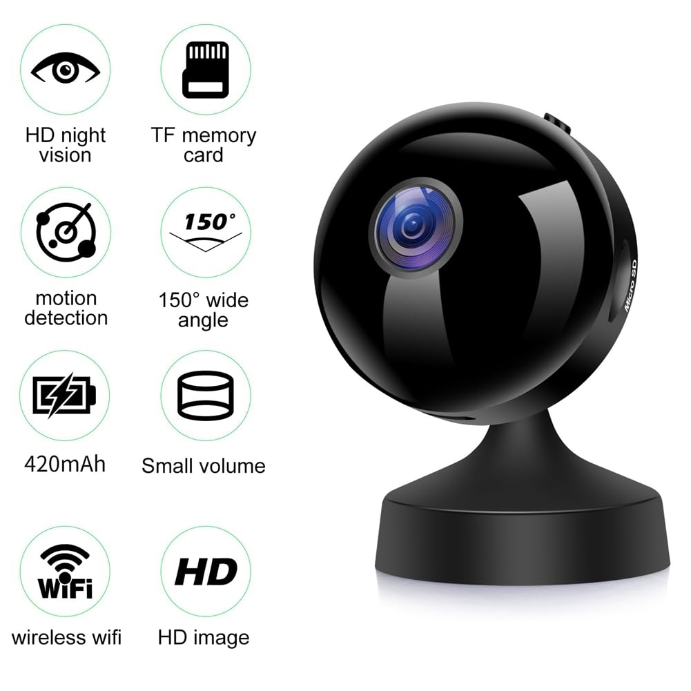 LOLPALONE Wireless Security Camera for Outdoor & Indoor Use - 1080p HD Video, Night Vision, Motion Detection - Ideal for Home Surveillance, Baby Monitoring & Pet Watching