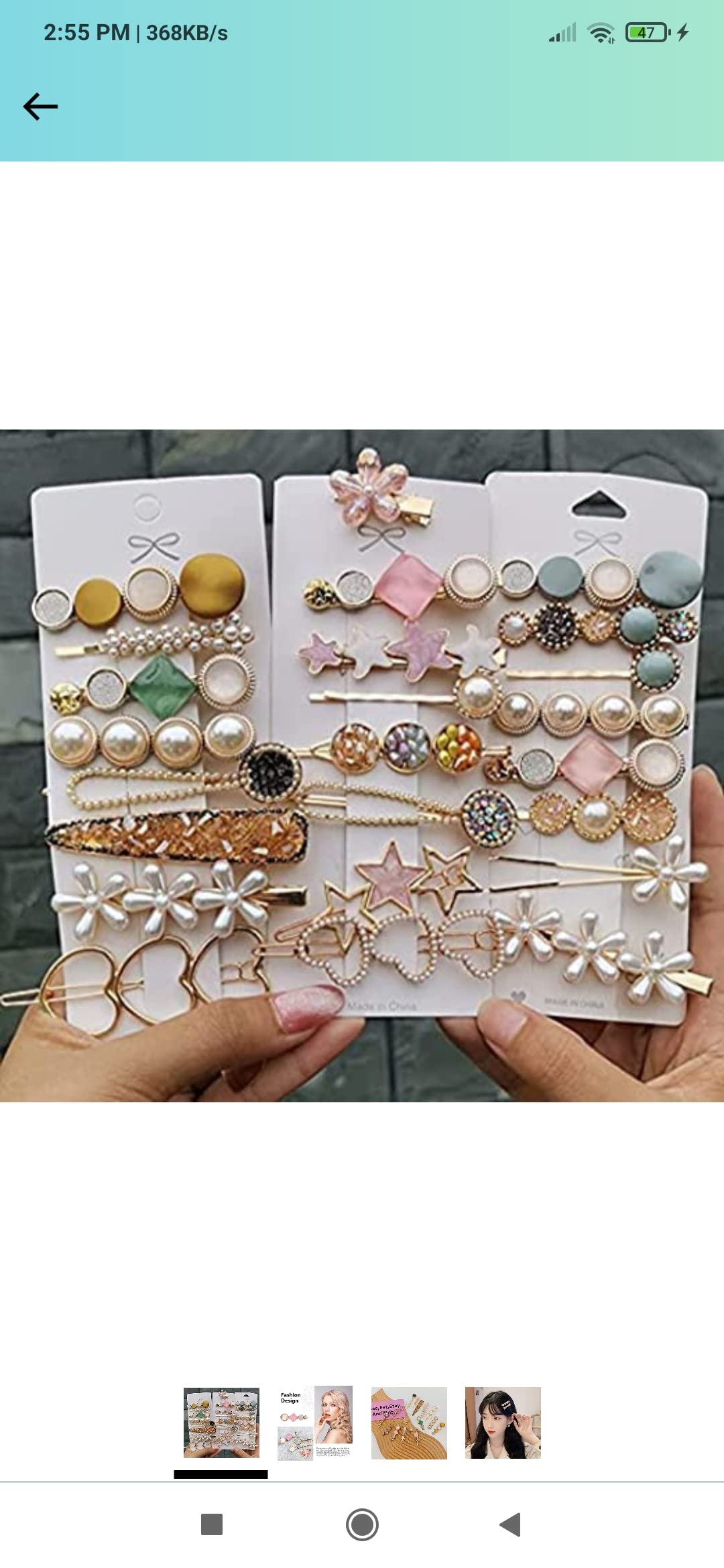 DOLLIT 8-Pack Geometric Hollow Hair Clips for Women - Korean Style Metal Barrettes with Pearl Accents, Hair Pins & Clamps for Girls (Cherris Design) - Perfect for School, Work, Parties & Everyday Hairstyling