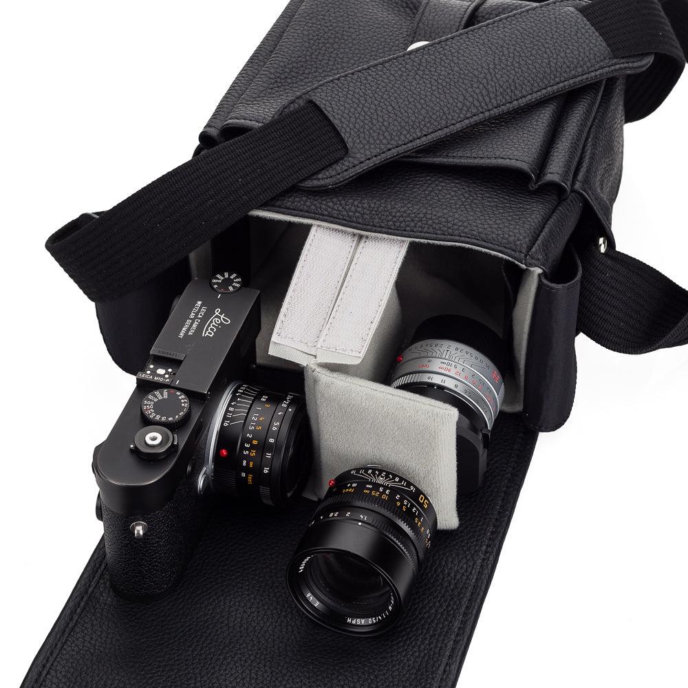 Oberwerth George Small Leather Camera Bag for DSLR & Mirrorless - Premium Black Leather Case for Photographers - Perfect for Travel, Street & Studio Photography