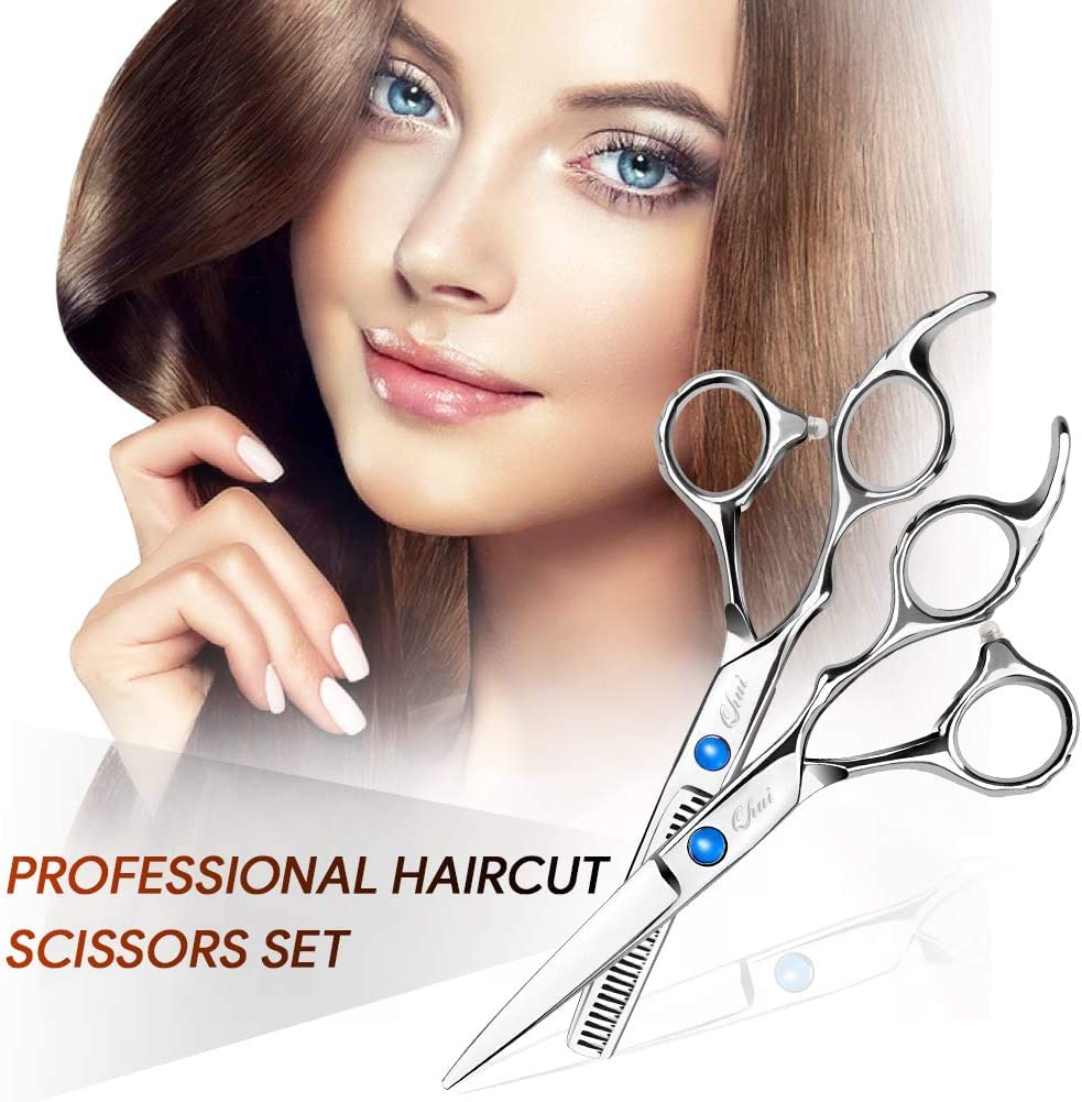 Professional Hair Cutting Scissors Set - Sharp Salon & Barber Shears with Thinning Scissors for Stylists & Home Use | Perfect for Haircuts, Trimming, Layering & Texturizing