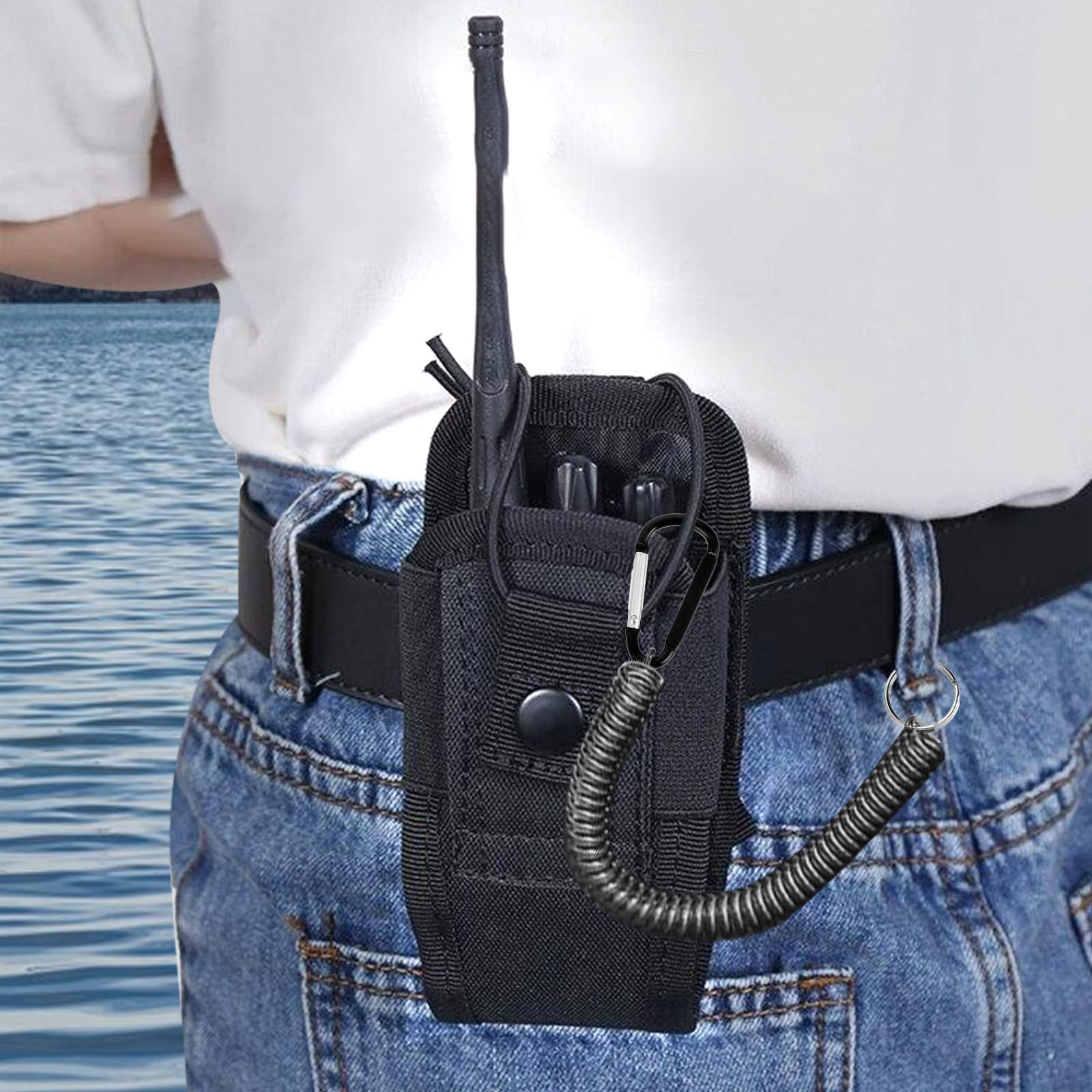 6 PCS Black Fishing Lanyards - Heavy Duty Retractable Coil for Boating & Kayaking