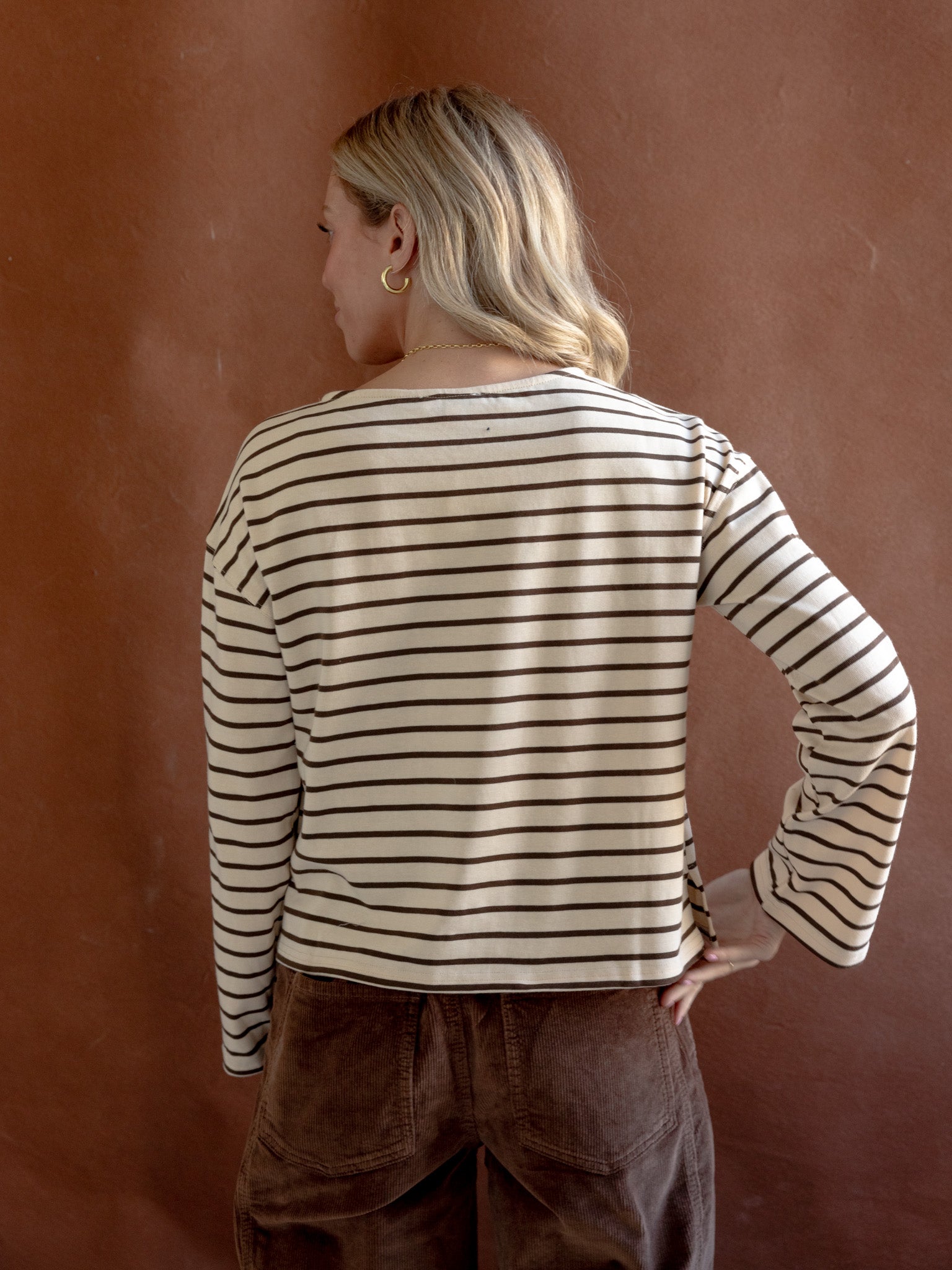 Shelly Striped Women's Casual Top in Brown - Perfect for Everyday Wear, Office Outfits & Weekend Outings