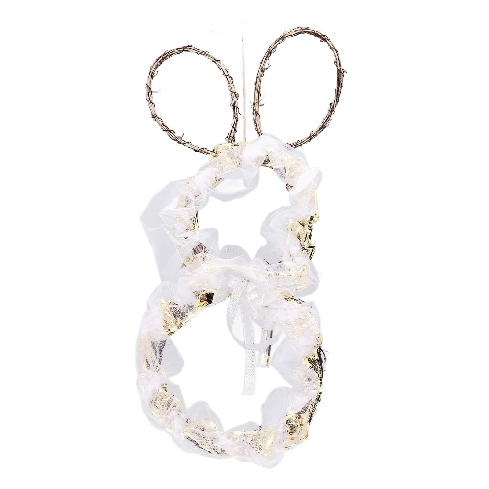 Easter Bunny Wreath - Foldable LED Flower Wreath for Front Door Decor with Warm White Lights (Battery Powered) - Perfect for Easter Home Decorations, Spring Door Hanging, and Holiday Party Decor
