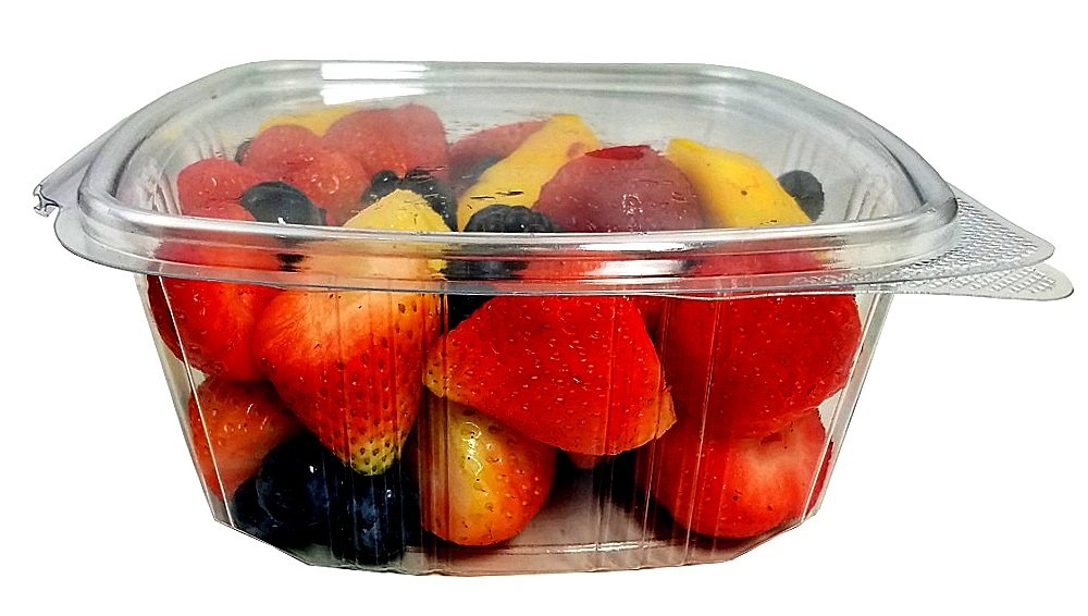 32oz BPA-Free RPET Food Containers with Hinged Lids for Meal Prep & Fruit Storage (Pack of 100) - Ideal for Delis & Catering