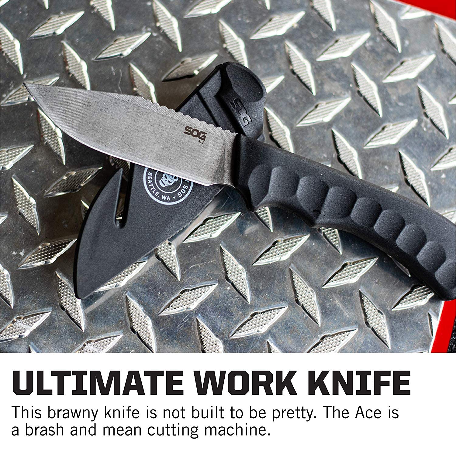 SOG Fixed Blade Knife with Sheath - 3.8 Inch Full Tang Survival Knife for Hunting, Camping & Outdoor Adventures | Durable Field Knife for Bushcraft, Tactical Use & Wilderness Survival