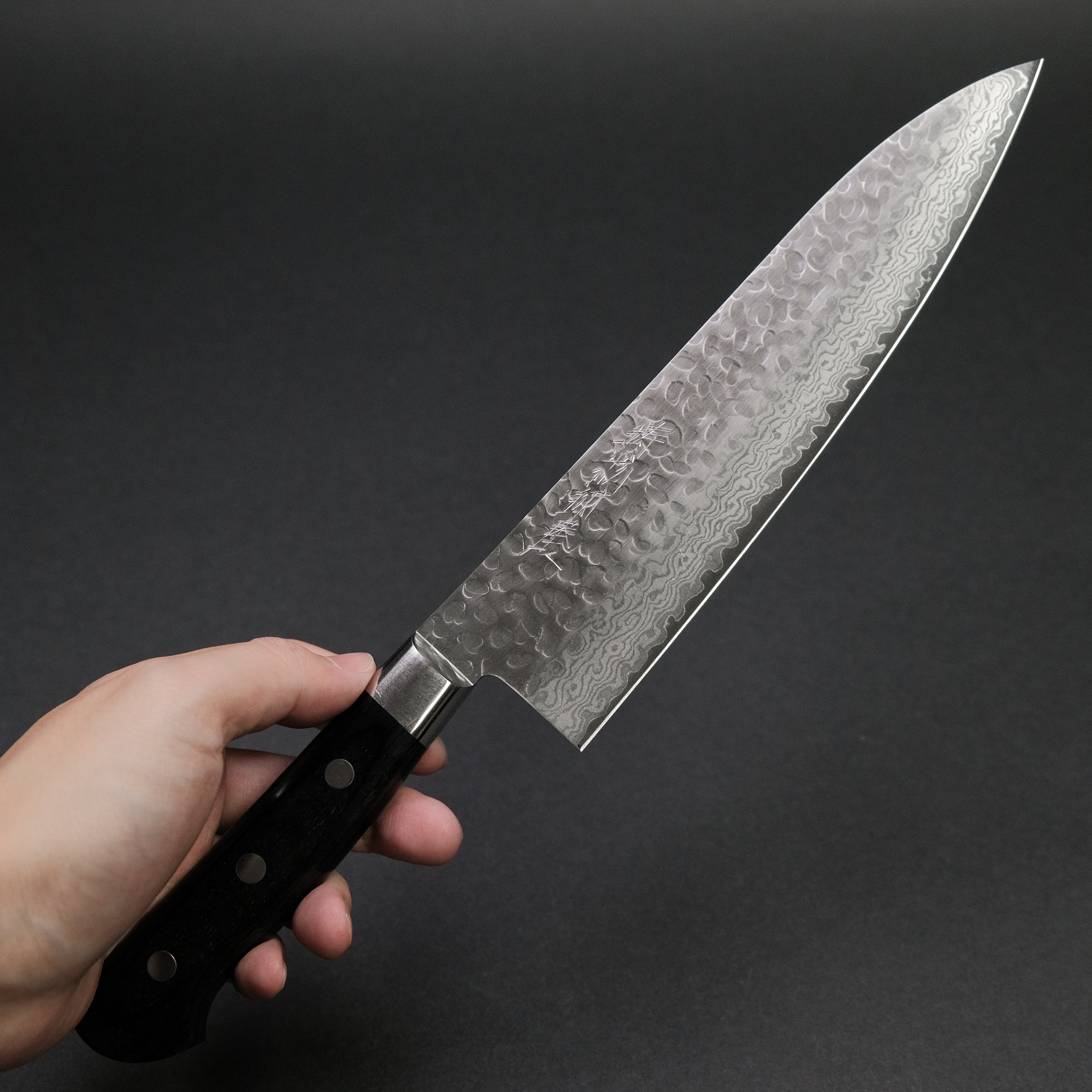 Hitohira Imojiya ST Tsuchime Damascus Gyuto 210mm Japanese Chef Knife with Pakka Wood Handle - Perfect for Sushi, Meat Slicing & Professional Kitchen Use