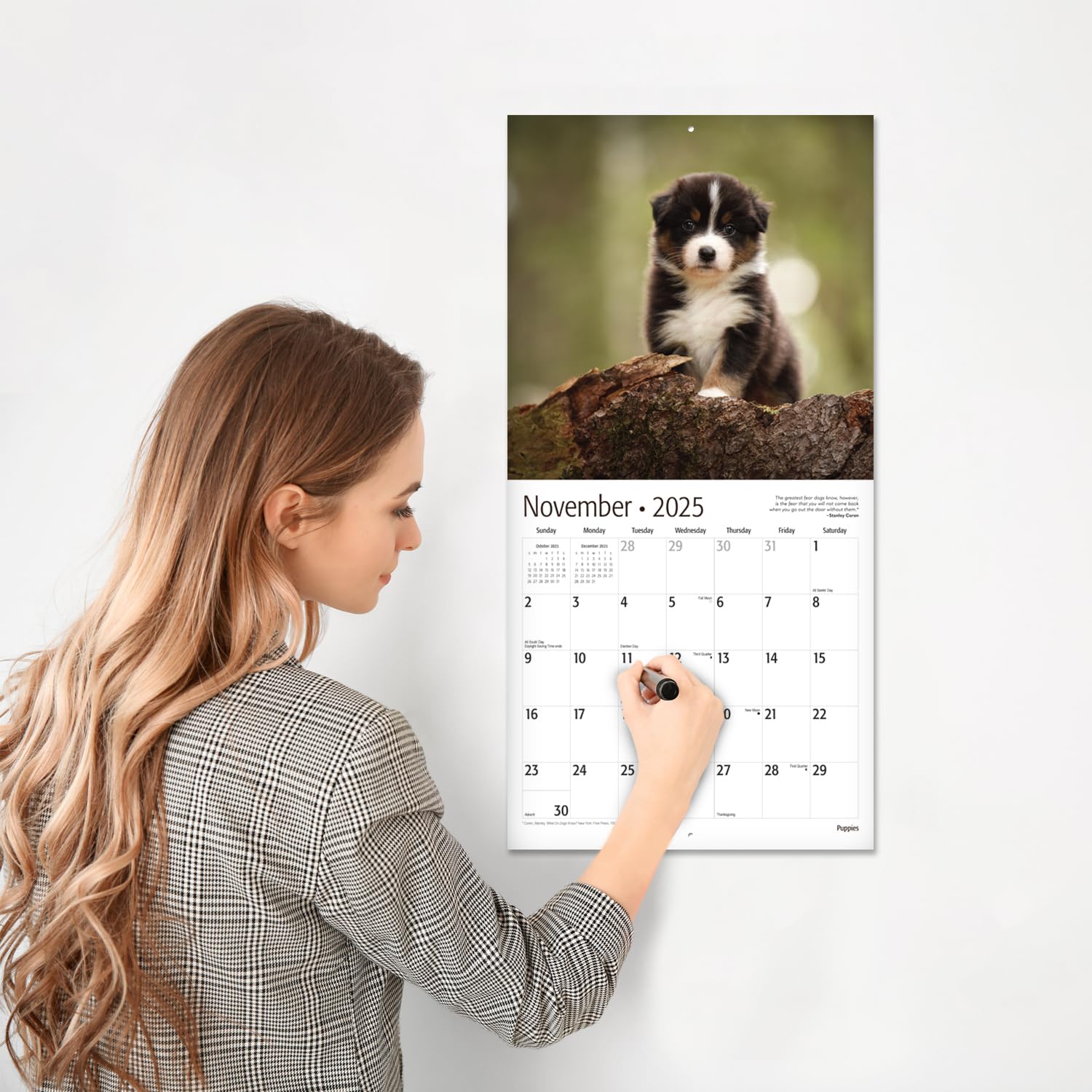RED EMBER 2025 Puppies Wall Calendar - 12 Month Dog Lover Calendar, 12