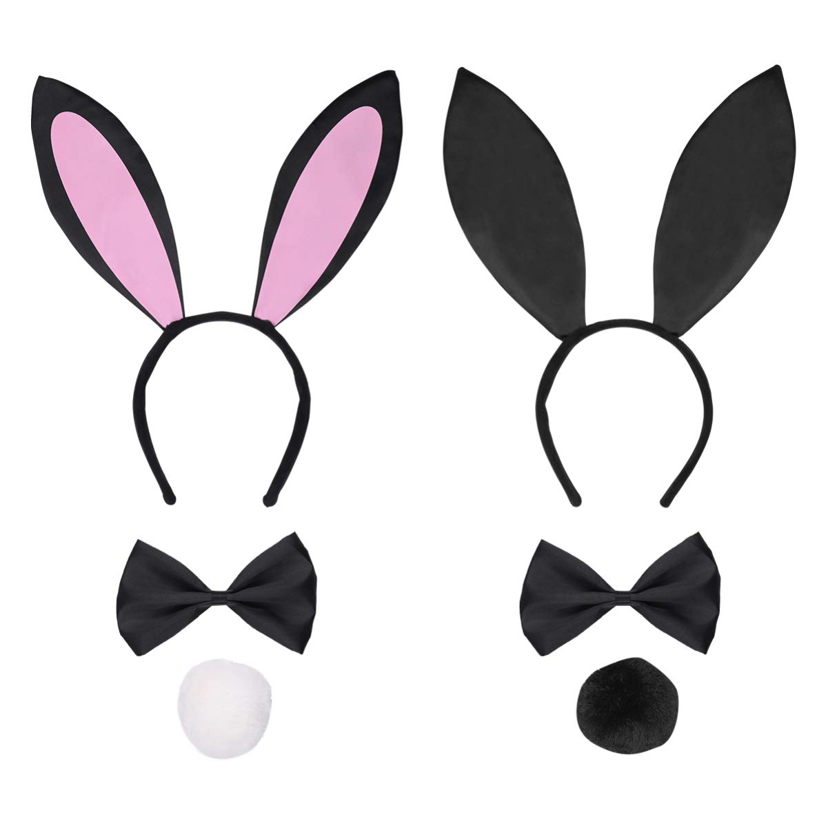 Cute Bunny Ears Cosplay Set with Tail & Bow Tie - Rabbit Ear Headband for Halloween Costume, Cosplay Party, Easter Celebration & Themed Events - Perfect for Halloween Parties, Costume Contests & Photo Shoots