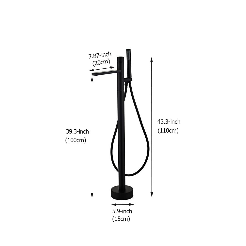 Premium Black Floor Mount Bathtub Faucet with Handheld Shower Mixer - Modern Tub Filler for Bathroom & Shower - Perfect for Spa-Like Relaxation and Luxury Bathing Experience