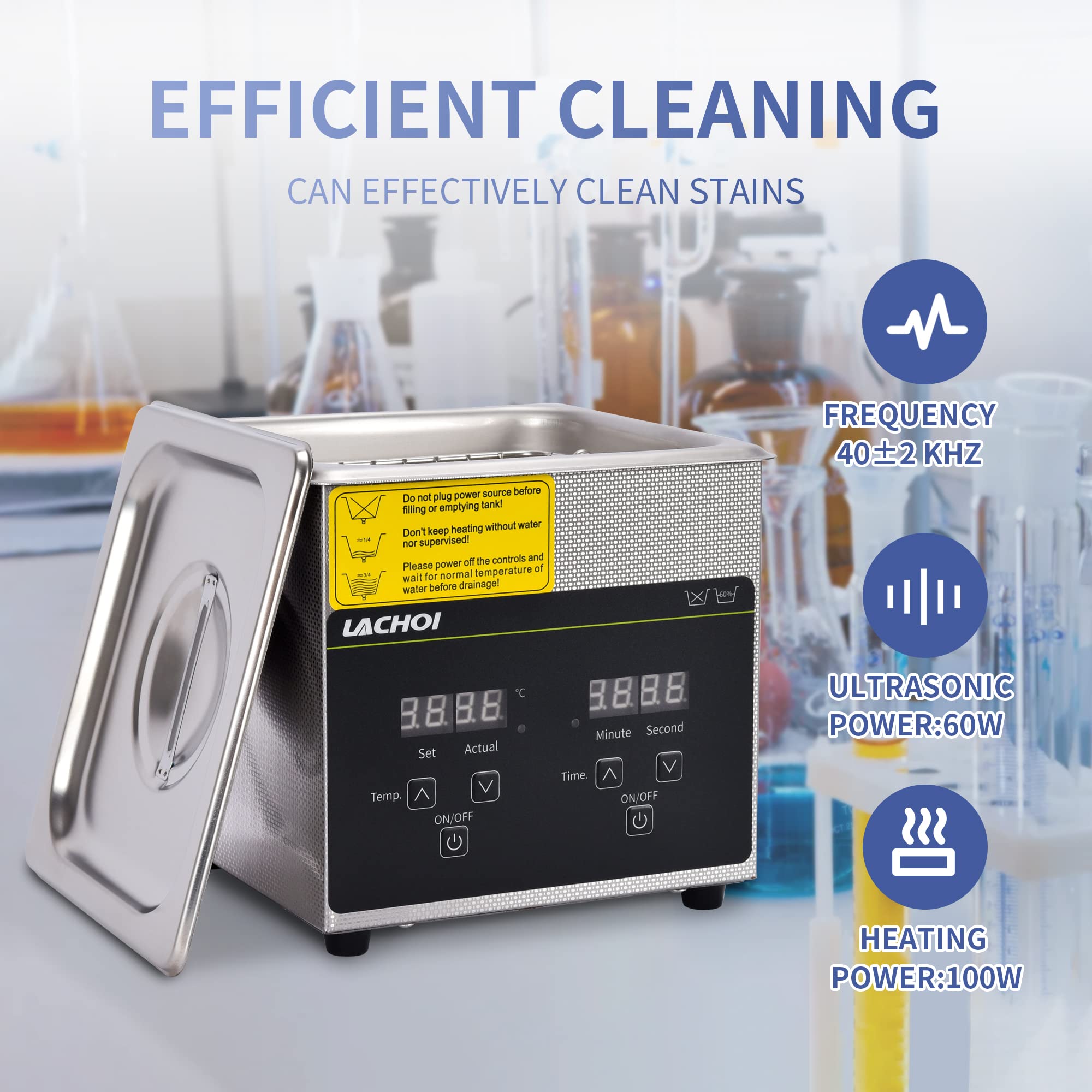 1L Ultrasonic Cleaner with Digital Timer & Heater - 40Hz Stainless Steel Jewelry Cleaning Machine for Rings, Coins, Diamonds & Small Parts | Perfect for Home, Lab & Professional Jewelry Care
