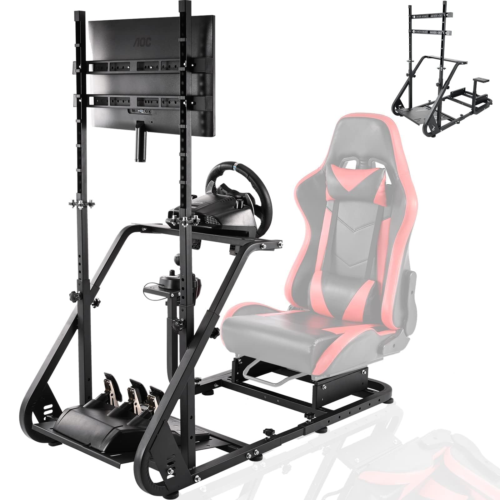 Dardoo G923 Racing Simulator Cockpit with Adjustable Monitor Stand - Compatible with Logitech G29/G920, Thrustmaster T80/T150, Fanatec Wheels - Works with PS4, PC Gaming (Wheel, Pedals, Shifter & Seat Not Included) - Perfect for Home Racing Simulator Setup & Esports Training
