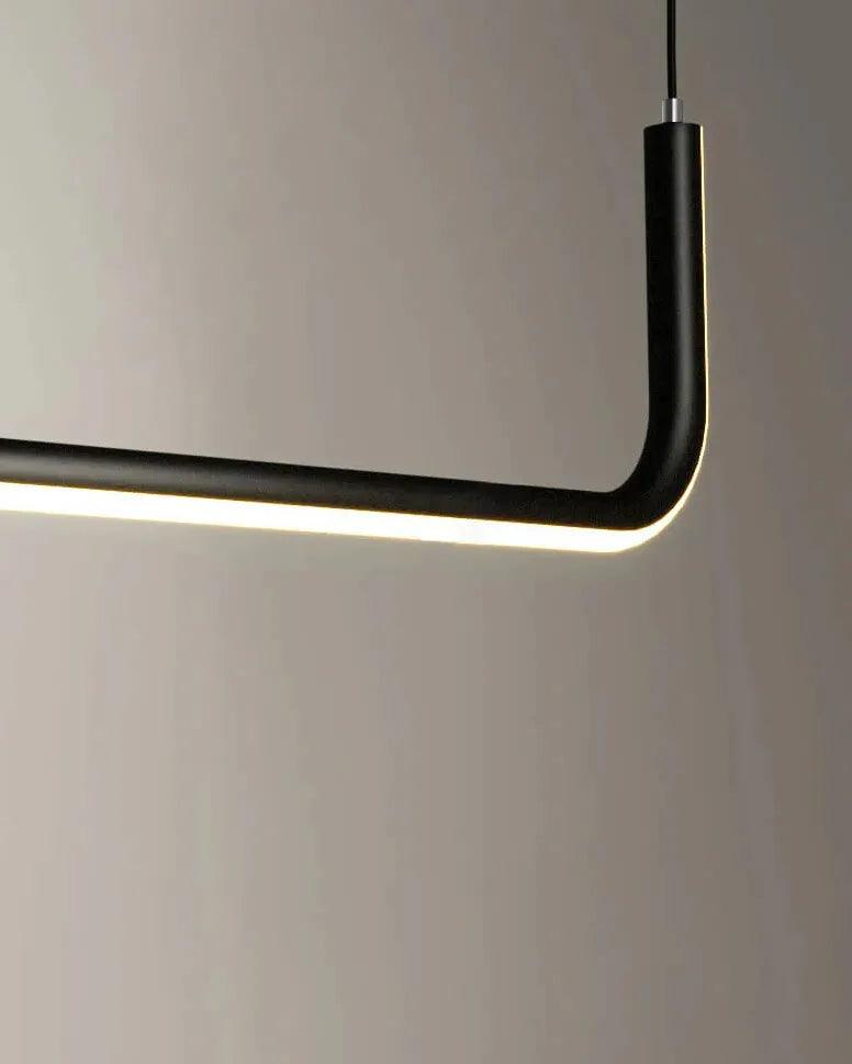 Modern U-Shaped Black Metal LED Pendant Light - Adjustable Hanging Fixture for Kitchen Island, Dining Room, and Living Room Lighting