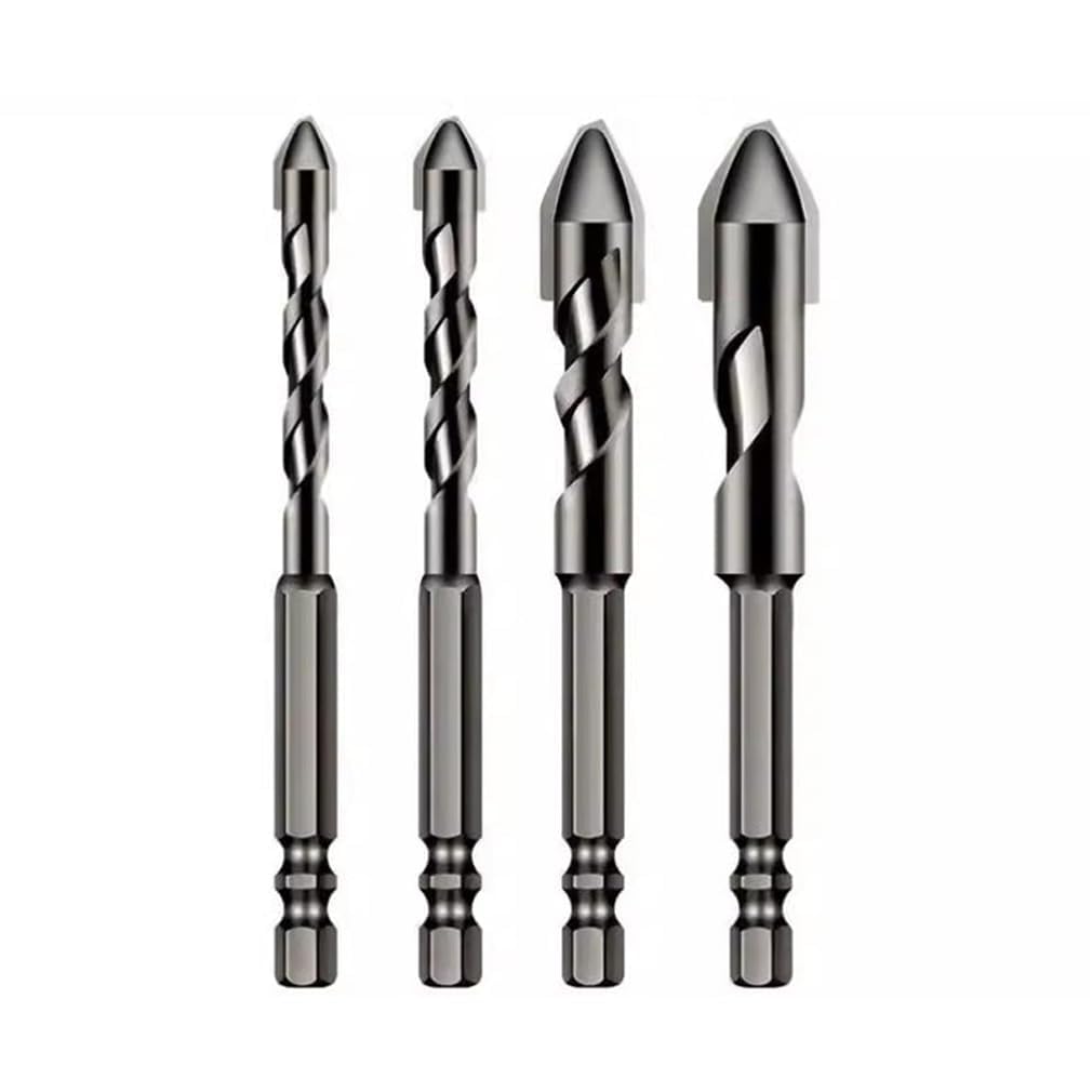 4pcs High Strength Carbide Oblique Head Eccentric Drill Bit Set - Industrial Grade Crooked Concrete Drill Bits for Glass, Tile & Wood (Threaded) - Perfect for Masonry, DIY Projects & Professional Construction Work