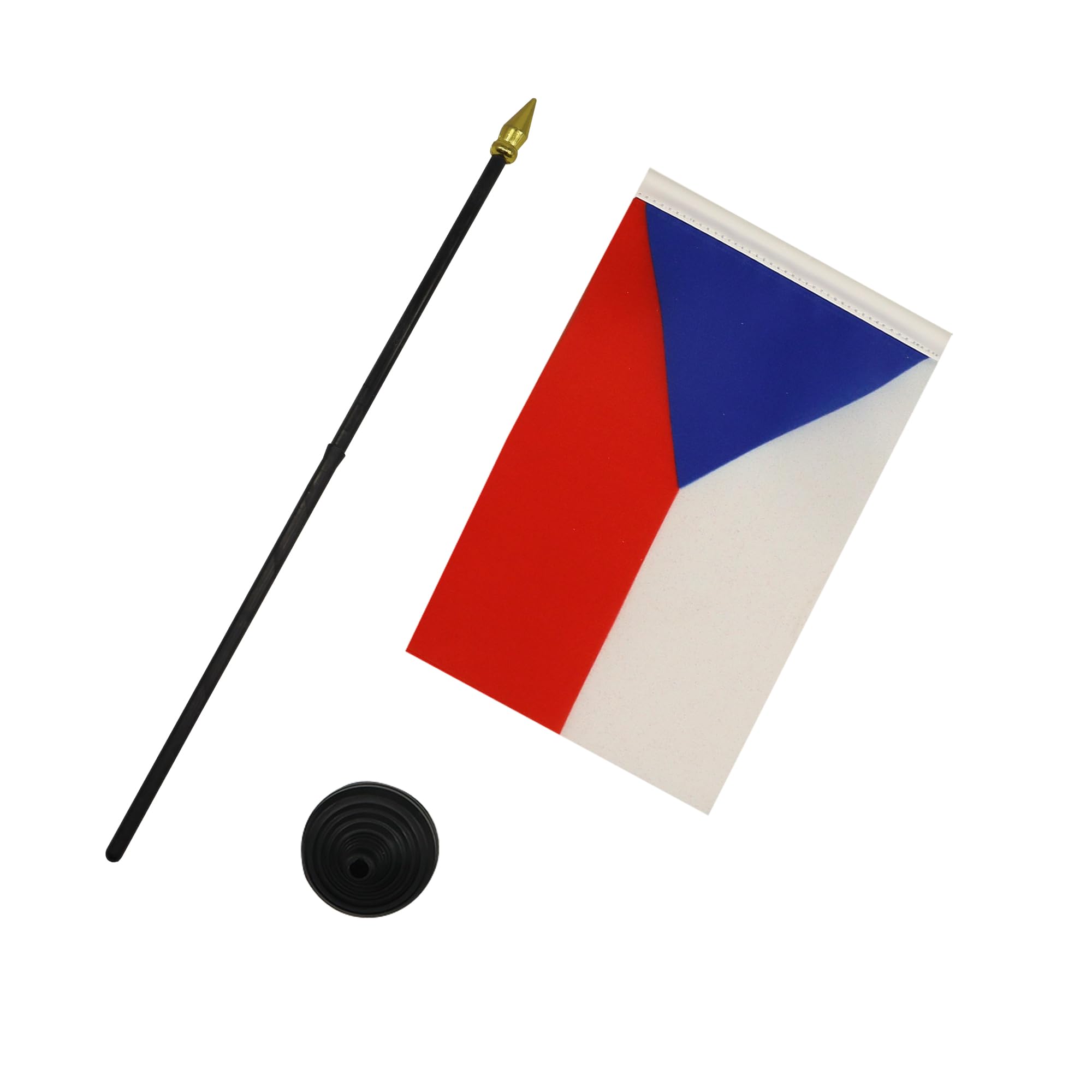 AZ FLAG Czech Republic Mini Desk Flag 4'' x 6'' (10 x 15 cm) - 100% Polyester Office Banner with 10'' Golden Spear Pole - Perfect for Home, Office Decor & International Events